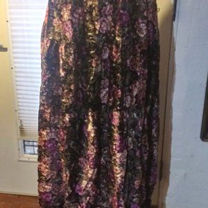 m floral crush velvet maxi skirt